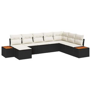 vidaXL Gartensofa-set 9 stk. 8-Sitzanzahl Schwarz und Creme Polyrattan