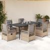 vidaXL 7-tlg. Garten-Essgruppe mit Kissen Beige Poly Rattan