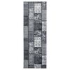 vidaXL Teppichl&auml;ufer BCF Grau mit Blockmuster 100x300 cm