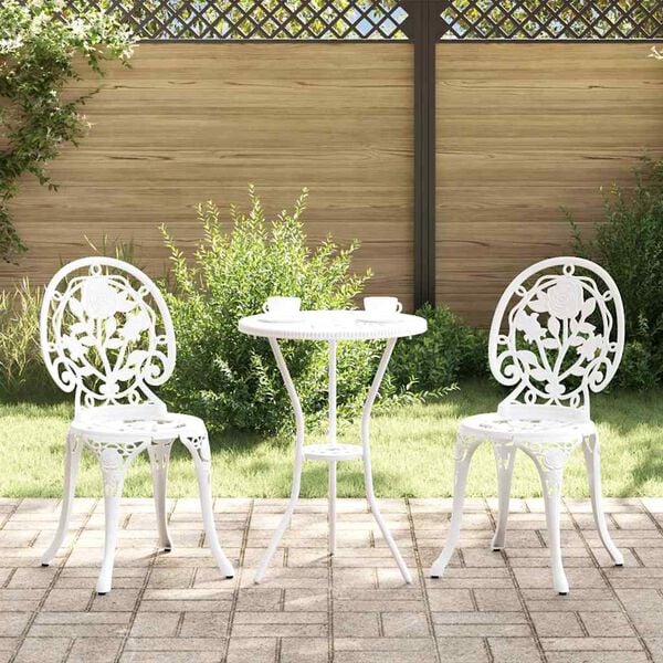 vidaXL Garten Bistro Set 3 pcs Wei&szlig; Aluminium