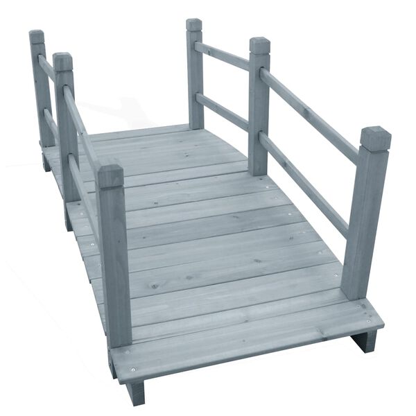 vidaXL Gartenbrücke Grau 140x60x56 cm Massivholz Tanne