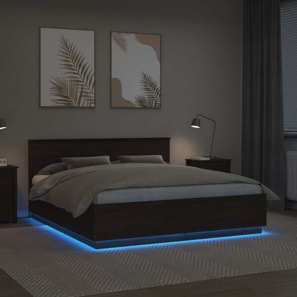 vidaXL Bettrahmen Braun Eichen-Optik 200 x 200 cm Holzwerkstoff