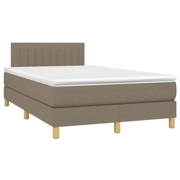 vidaXL Boxspringbett mit Matratze & LED Taupe 120x190 cm Stoff