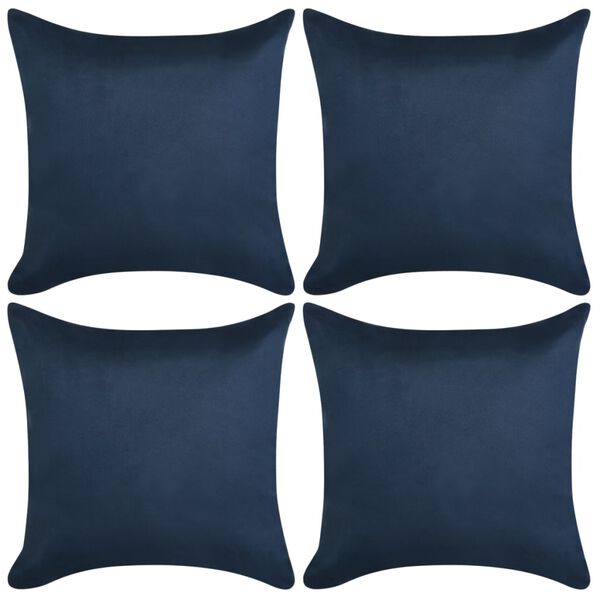 vidaXL Kissenbezüge 4 Stk. 80x80 cm Polyester Wildleder-Optik Navy