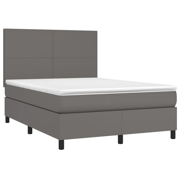 vidaXL Boxspringbett mit Matratze Grau 140x200 cm Kunstleder