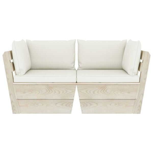 vidaXL Garten-Palettensofa 2-Sitzer mit Kissen Fichtenholz