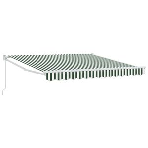 vidaXL Manuelle Markise 3 x 2,5 m Gr&uuml;n-wei&szlig; gestreift 100% Polyester