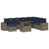 vidaXL 9-teiliges Gartensofa-Set mit Kissen, grau, Polyrattan