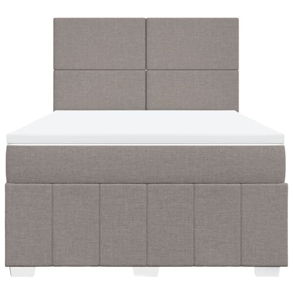vidaXL Boxspringbett mit Matratze Taupe 160x200 cm Stoff