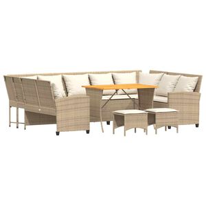 vidaXL 4-tlg. Garten-Sofagarnitur mit Kissen Beige Poly Rattan