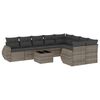 vidaXL 10-tlg. Garten-Sofagarnitur mit Kissen Grau Poly Rattan