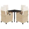 vidaXL 5-tlg. Garten-Essgruppe mit Kissen Beige Poly Rattan