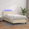 vidaXL Boxspringbett mit Matratze & LED Creme 90x200 cm Kunstleder