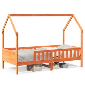 vidaXL Kinderbett Hausbett Wachsbraun 90x190 cm Massivholz Kiefer