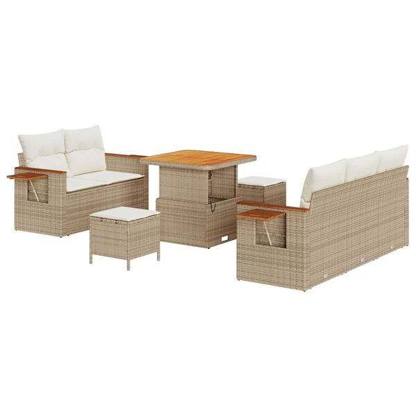 vidaXL Gartensofa-set mit Kissen 10 pcs Beige und Creme Poly-Rattan