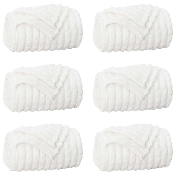 vidaXL Wohndecken 6 pcs Wei&szlig; 270 x 240 cm Fleece