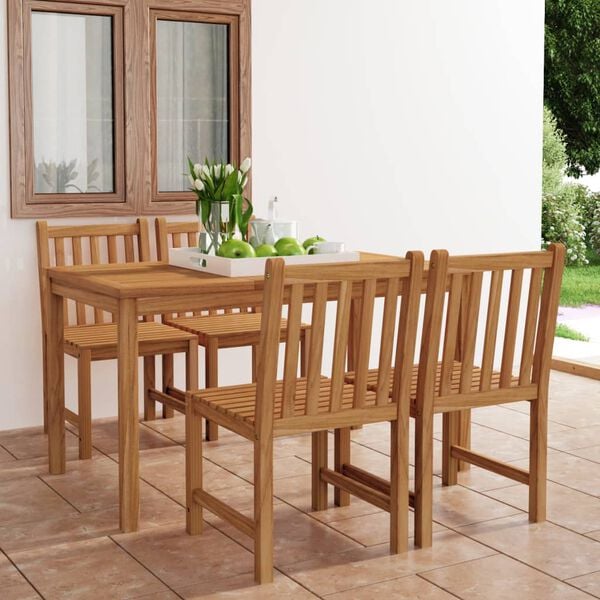 vidaXL 5-teiliges Garten-Ess-Set 140 x 80 cm Massivholz Teak