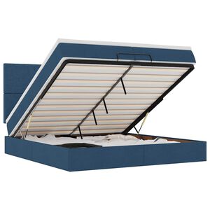 vidaXL Ottoman-Bett mit Matratzen & LEDs Blau 200x200 cm Stoff