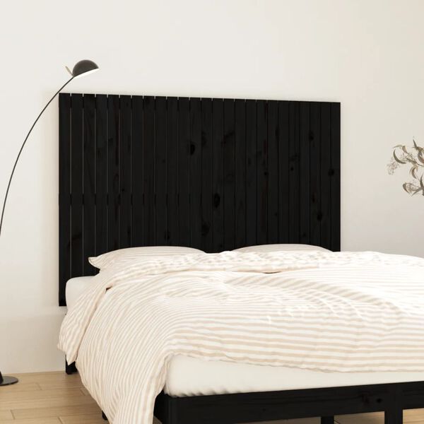 vidaXL Wand-Kopfteil Schwarz 159,5x3x110 cm Massivholz Kiefer