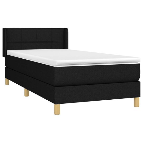 vidaXL Boxspringbett mit Matratze Schwarz 90x190 cm Stoff