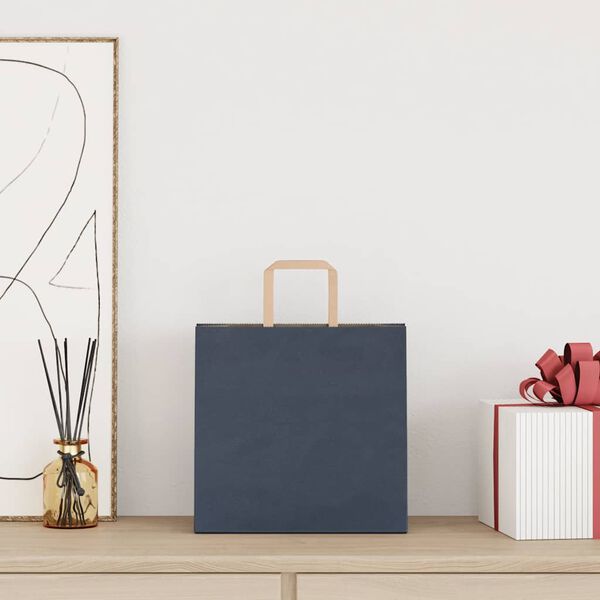 vidaXL Papiertragetaschen 50 Stk. mit Henkeln Blau 26x17x25 cm