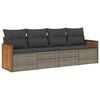 vidaXL 4-tlg. Garten-Sofagarnitur mit Kissen Grau Poly Rattan