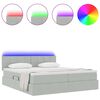 vidaXL Bett mit LED-Lichtleisten Hellgrau 200 x 200 cm Samt