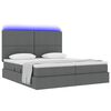 vidaXL Bett mit LED-Lichtleisten Dunkelgrau 200 x 200 cm Stoff
