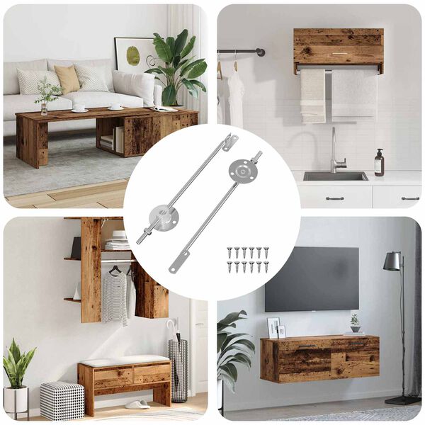 vidaXL Deckelst&uuml;tzscharnier 2 pcs Silber 194 x 36 x 18 mm Eisen