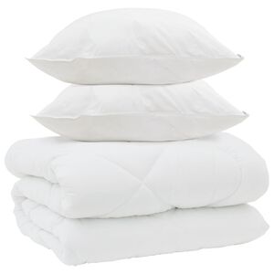 vidaXL Winterbettdecke mit Kissen 3 pcs Wei&szlig; Mikrofaser