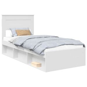 vidaXL Bettrahmen mit Kopfteil Wei&szlig; 75 x 190 cm Massives Kiefernholz