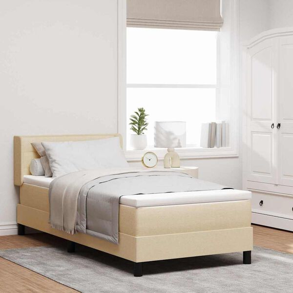 vidaXL Boxspringbett mit Kopfteil Creme 200 x 90 cm Stoff