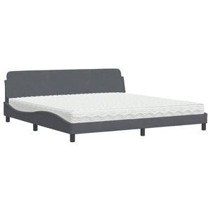 vidaXL Bett mit Matratze "Dover" Dunkelgrau 200x200 cm Samt