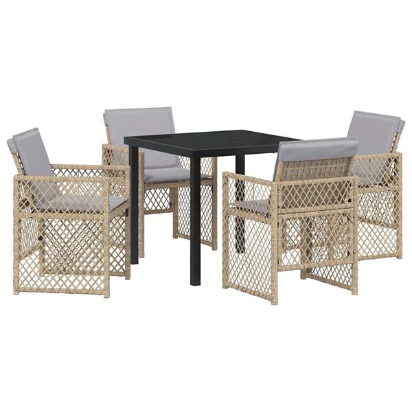 vidaXL Garten Essgruppe 5 pcs Beige Poly-Rattan