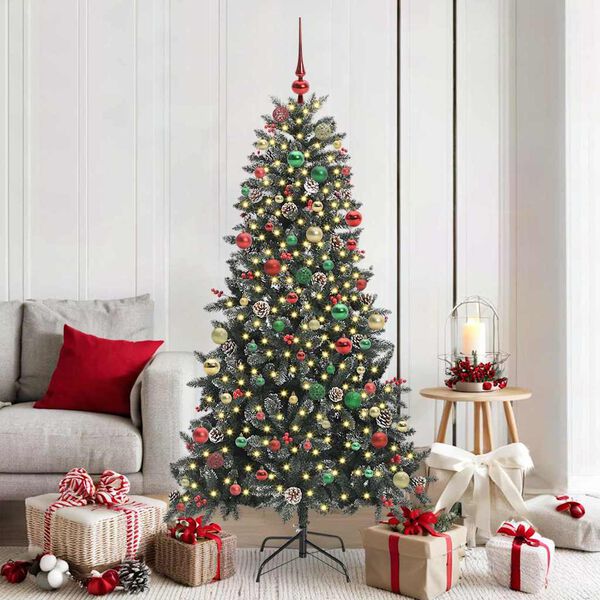 vidaXL K&uuml;nstlicher Weihnachtsbaum Gr&uuml;n 180 cm PVC, Plastik und Stahl