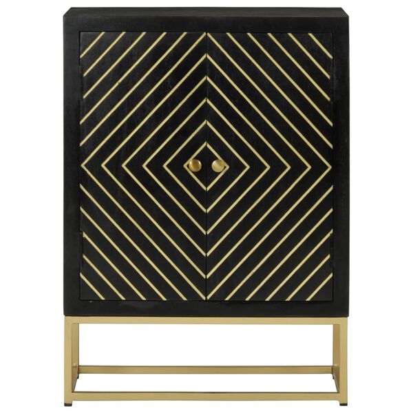 vidaXL Sideboard mit 2 Türen Schwarz Gold 55x30x75 cm Massivholz Mango