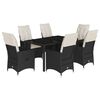 vidaXL 7-tlg. Garten-Essgruppe mit Kissen Schwarz Poly Rattan