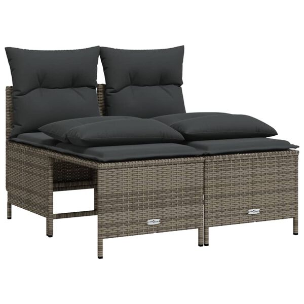 vidaXL 4-tlg. Garten-Sofagarnitur mit Kissen Grau Poly Rattan