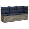 vidaXL Garten-Sofa mit Kissen Grau 172 x 62 x 69 cm Poly Rattan
