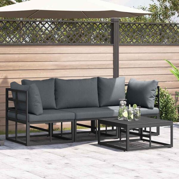 vidaXL Gartensofa-set 4 pcs Schwarz Metall