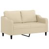vidaXL 2-tlg. Sofagarnitur mit Kissen Creme Stoff