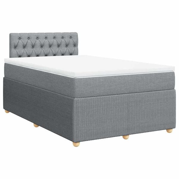 vidaXL Boxspringbett mit Matratze Hellgrau 120x200 cm Stoff