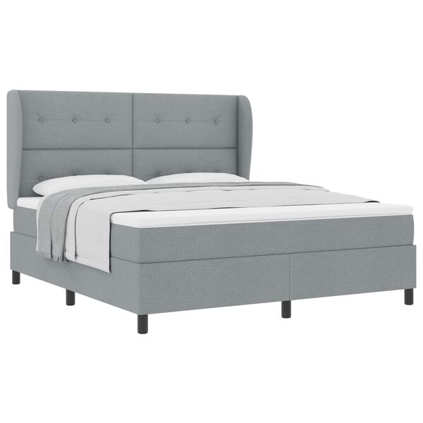vidaXL Boxspringbett mit Matratze Hellgrau 180 x 200 cm Stoff