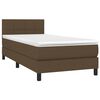 vidaXL Boxspringbett mit Matratze & LED Dunkelbraun 90x190 cm Stoff