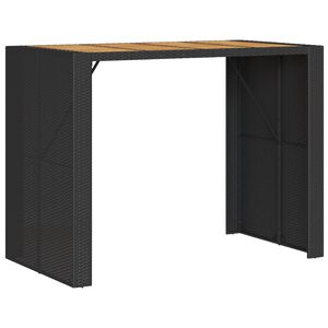 vidaXL Garten-Bartisch mit Holzplatte Schwarz 145x80x110 cm Polyrattan