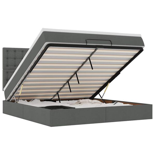 vidaXL Ottoman-Bett mit Matratze & LEDs Dunkelgrau 180x200 cm Stoff