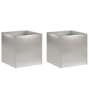 vidaXL Garten-Pflanzgef&auml;&szlig; 2 stk. Silber 20 x 20 x 20 cm Edelstahl