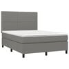 vidaXL Boxspringbett mit Matratze & LED Dunkelgrau 140x200 cm Stoff