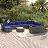 vidaXL 11-tlg. Garten-Lounge-Set mit Kissen Poly Rattan Grau