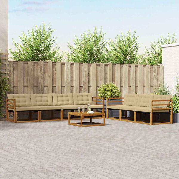 vidaXL Outdoor-Sofagarnitur mit Kissen 8 pcs Natur und Beige